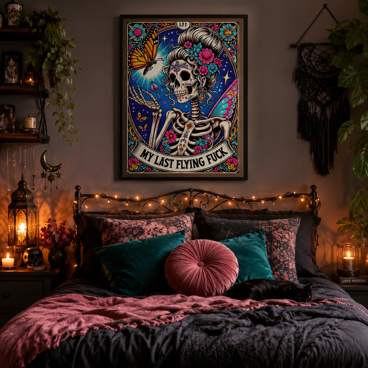 Gothic Sugar Skull Butterfly Wall Art HX06-11.8"x 15.7&