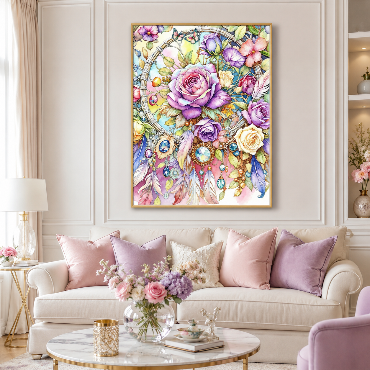 Floral Dreamcatcher Rose Wall Art 🌸HH08-11.8"x 15.7&