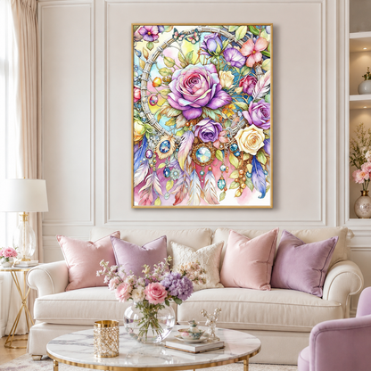 Floral Dreamcatcher Rose Wall Art 🌸HH08-11.8"x 15.7&