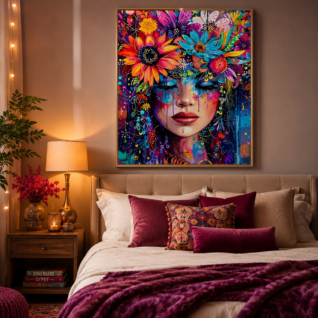Vibrant Floral Goddess Wall Art 🌺RW10-11.8"x 15.7&