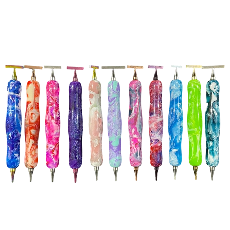 Marbled Resin Diamond Painting Pen – Dual-Ended Applicator &amp; Straightener Tool 💎