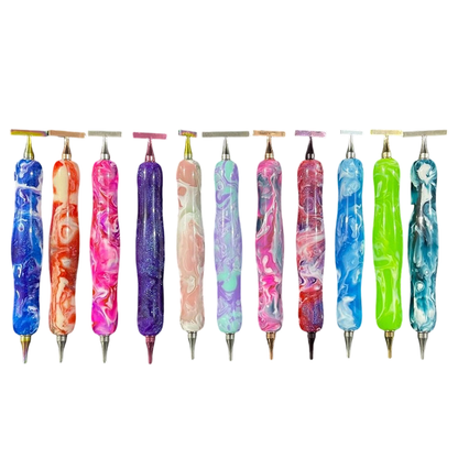 Marbled Resin Diamond Painting Pen – Dual-Ended Applicator &amp; Straightener Tool 💎