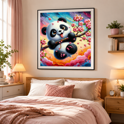 🐼 Cute Panda Cherry Blossom Diamond Painting Kit