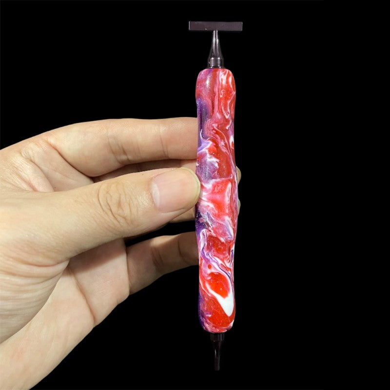 Marbled Resin Diamond Painting Pen – Dual-Ended Applicator &amp; Straightener Tool 💎