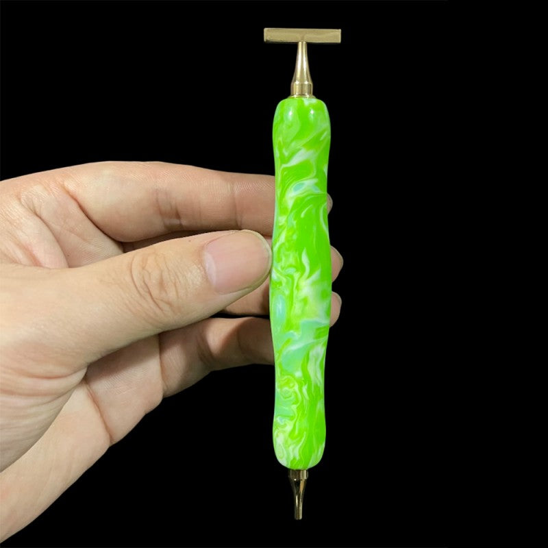 Marbled Resin Diamond Painting Pen – Dual-Ended Applicator &amp; Straightener Tool 💎