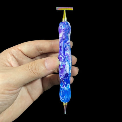 Marbled Resin Diamond Painting Pen – Dual-Ended Applicator &amp; Straightener Tool 💎
