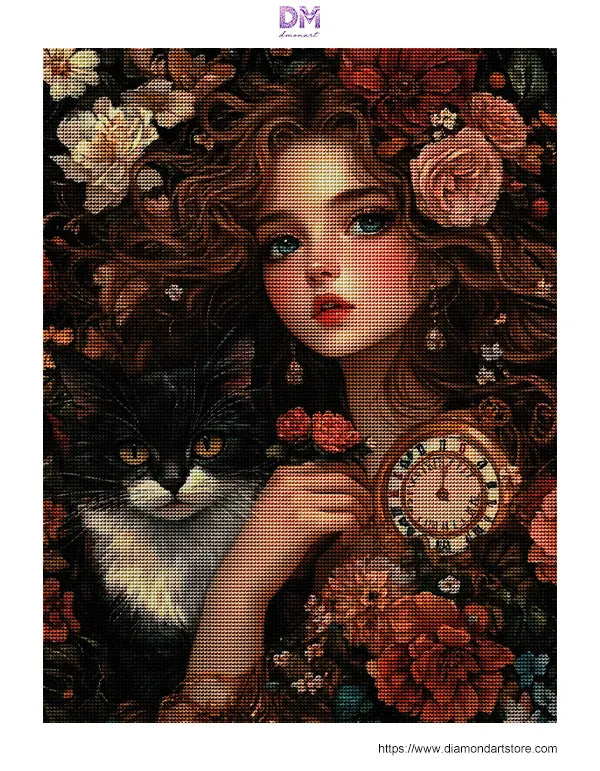 Vintage Black Cat &amp; Floral Maiden Wall Art 🐈‍⬛