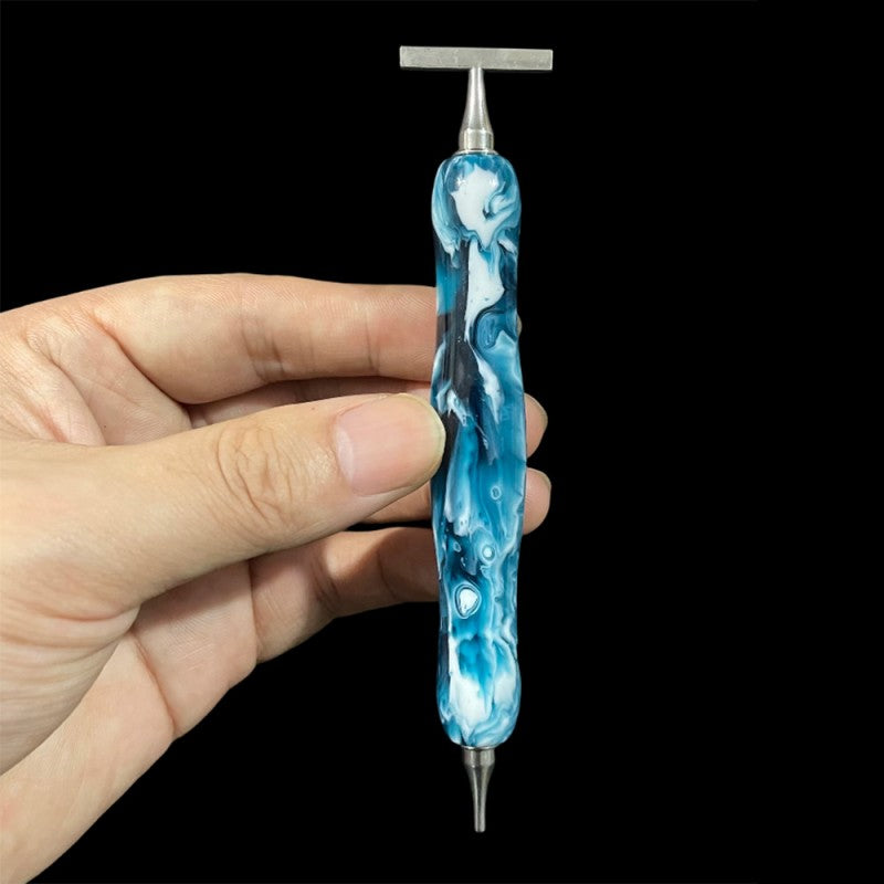 Marbled Resin Diamond Painting Pen – Dual-Ended Applicator &amp; Straightener Tool 💎