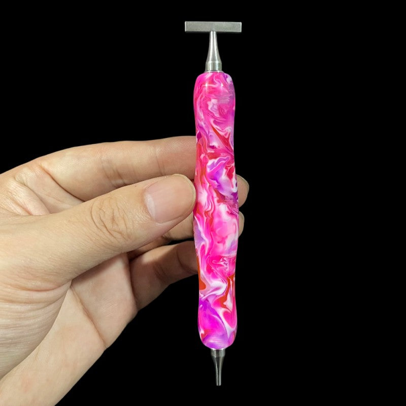 Marbled Resin Diamond Painting Pen – Dual-Ended Applicator &amp; Straightener Tool 💎