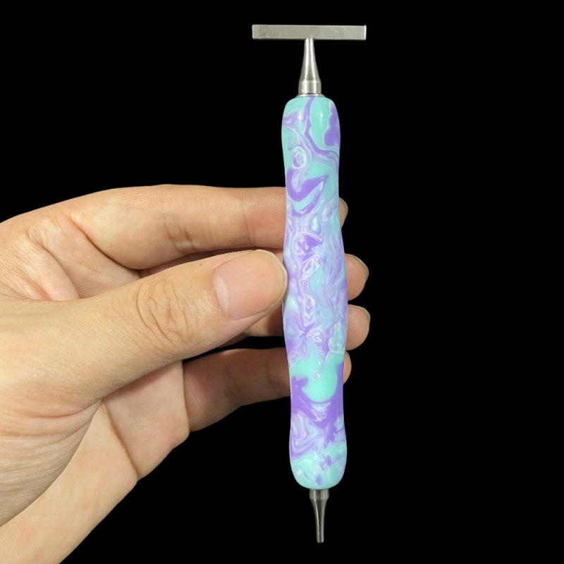 Marbled Resin Diamond Painting Pen – Dual-Ended Applicator &amp; Straightener Tool 💎