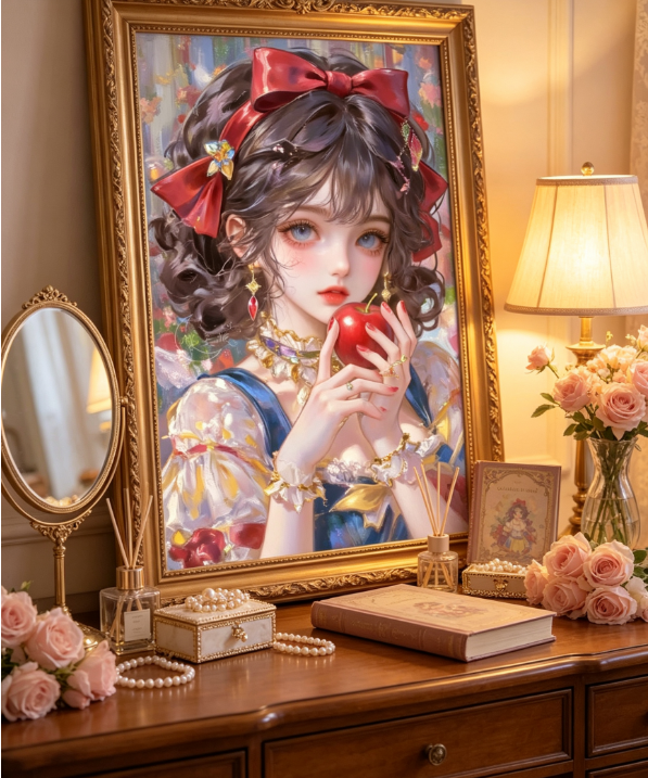 Vintage Snow White Red Apple Princess 5D Diamond Painting Kit 🍎