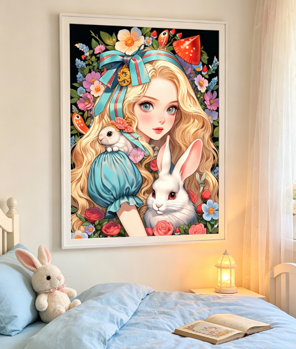 Alice in Wonderland White Rabbit Floral🐇