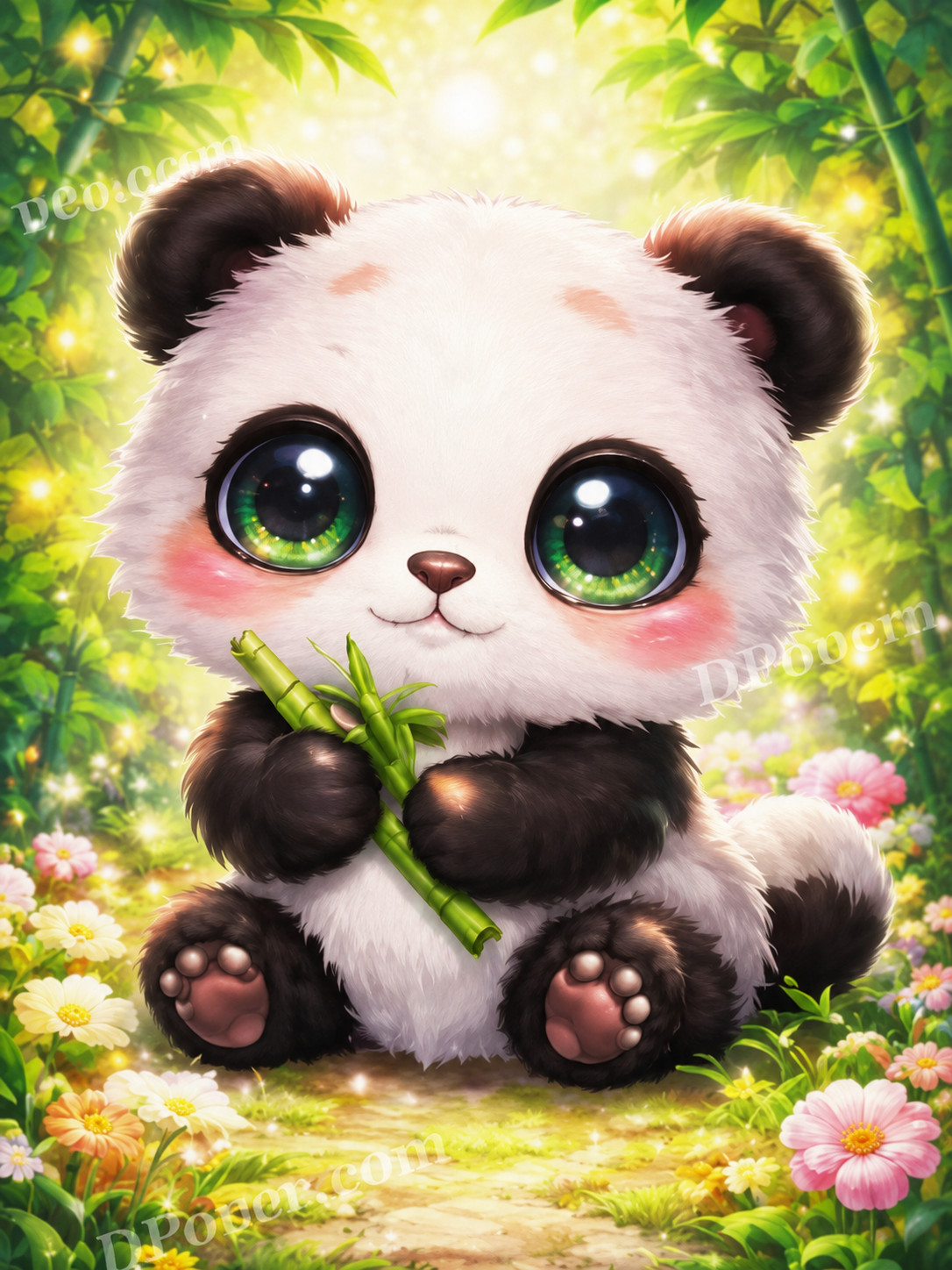 🐼 Cute Baby Panda Bamboo Forest Diamond Painting Kit
