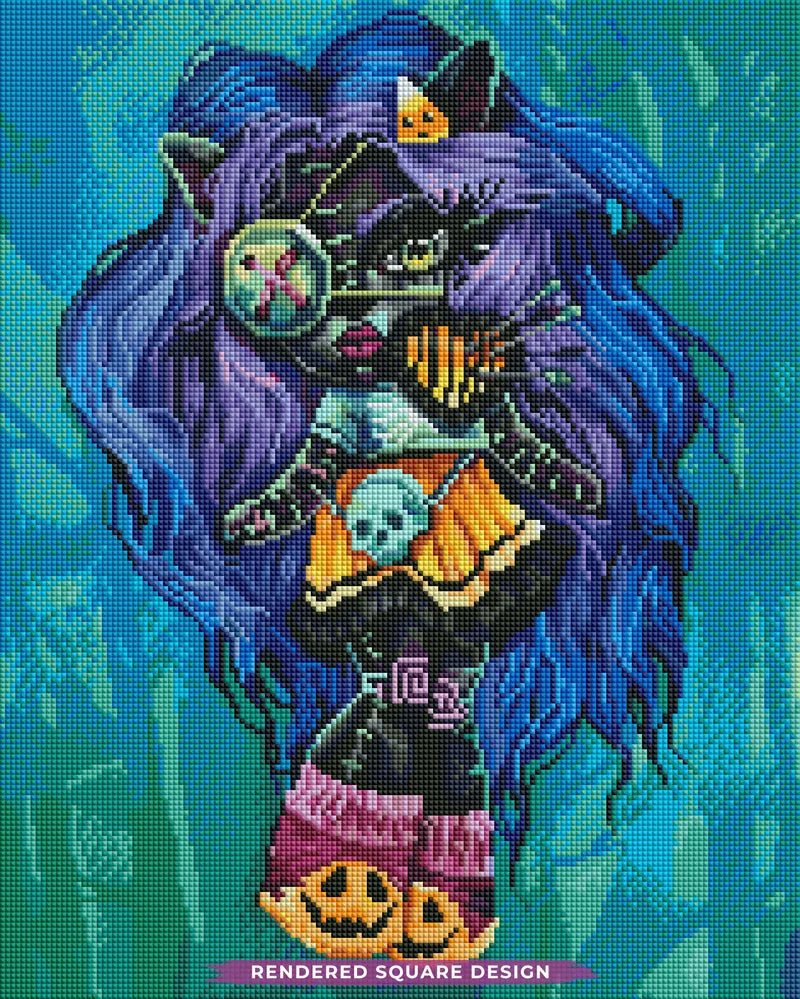 🎃 Gothic Cat Doll Diamond Painting-11.8" x 15.7"