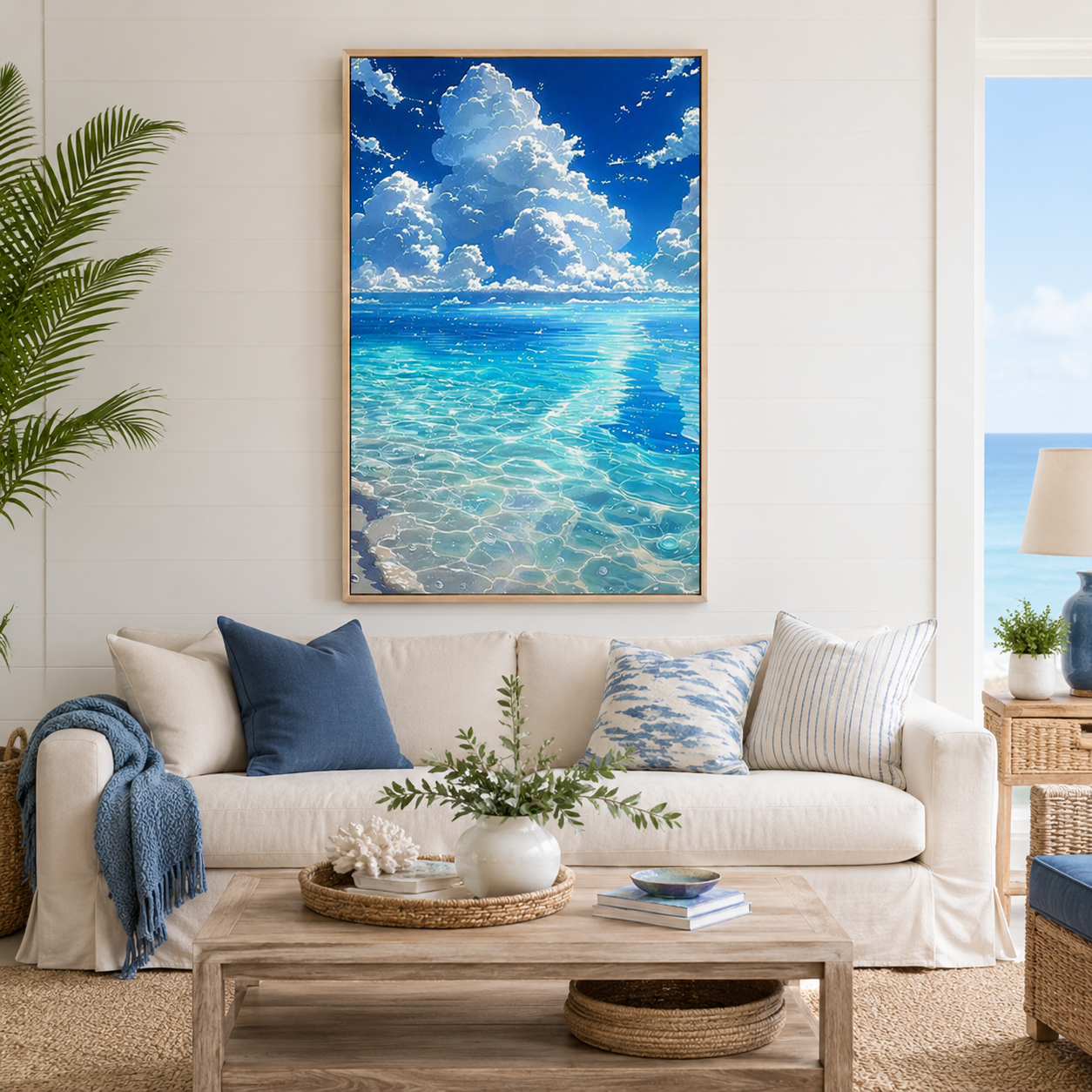 Crystal Blue Ocean Cloud Wall Art 🌊 FJ25-11.8"x 15.7&