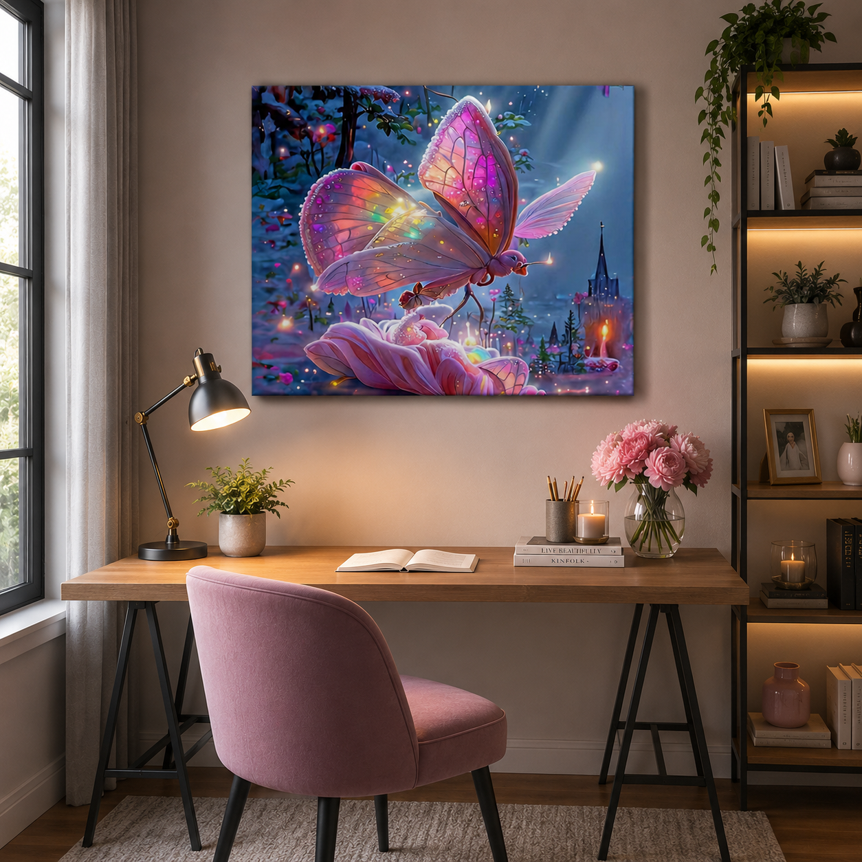 Fantasy Pink Butterfly Wall Art DW34-11.8&
