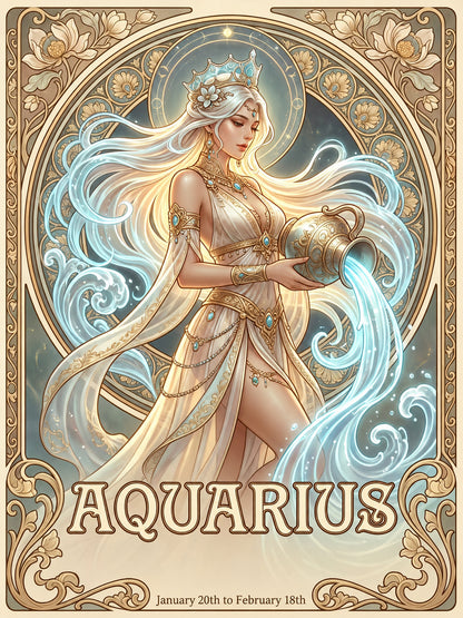 12 Zodiac Art Nouveau Diamond Painting Kits – Vintage Celestial Goddess DIY Wall Art