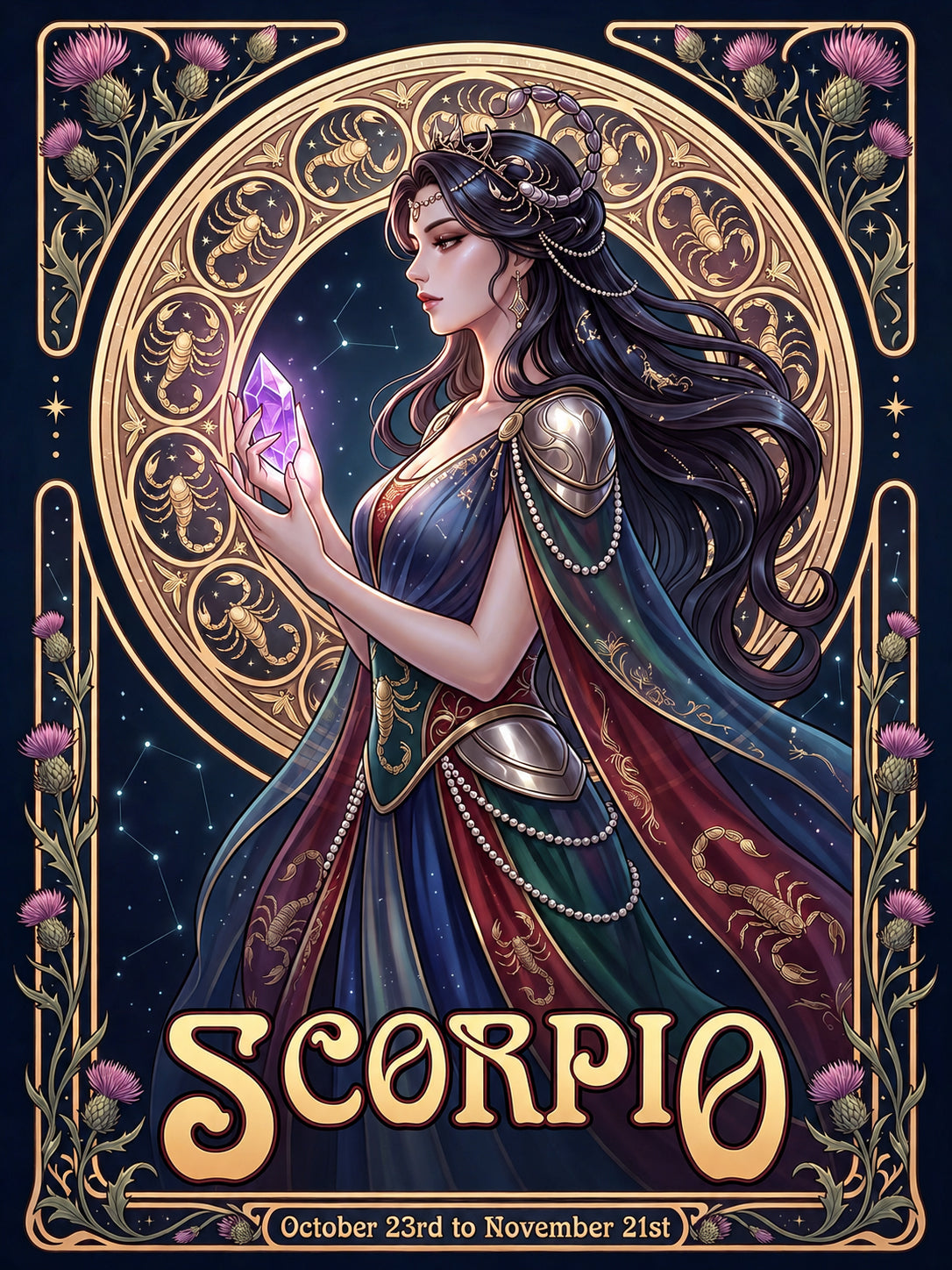 12 Zodiac Art Nouveau Diamond Painting Kits – Vintage Celestial Goddess DIY Wall Art
