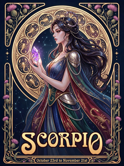 12 Zodiac Art Nouveau Diamond Painting Kits – Vintage Celestial Goddess DIY Wall Art