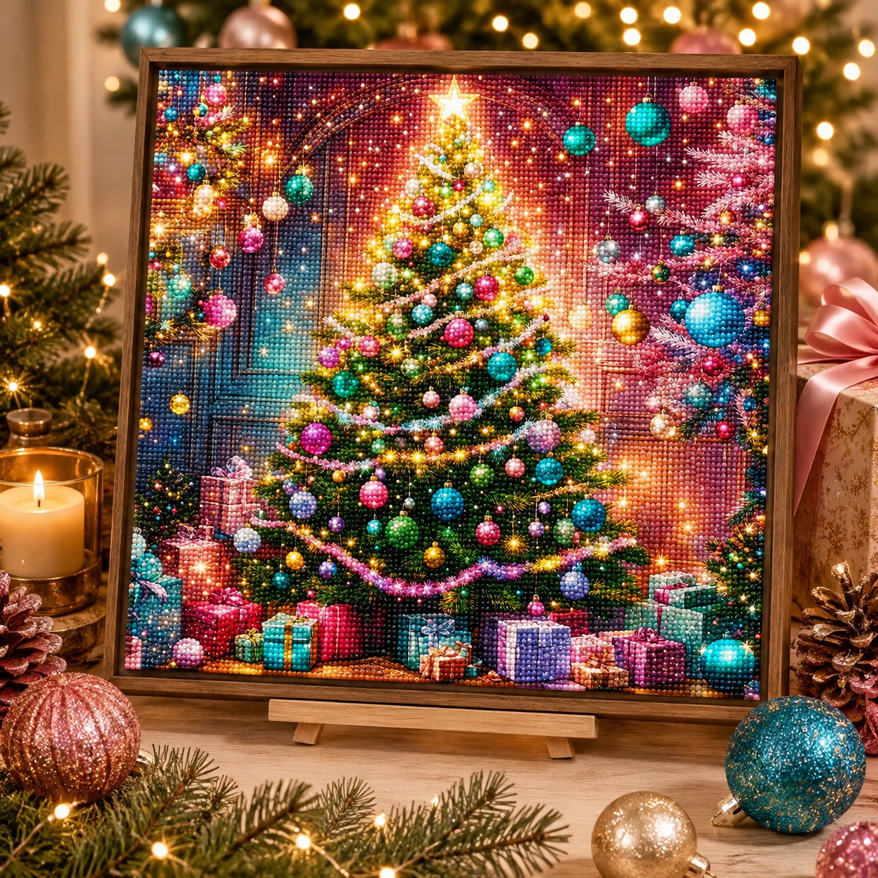 Colorful Christmas Tree Diamond Painting Kit-11.8" x 11.8"