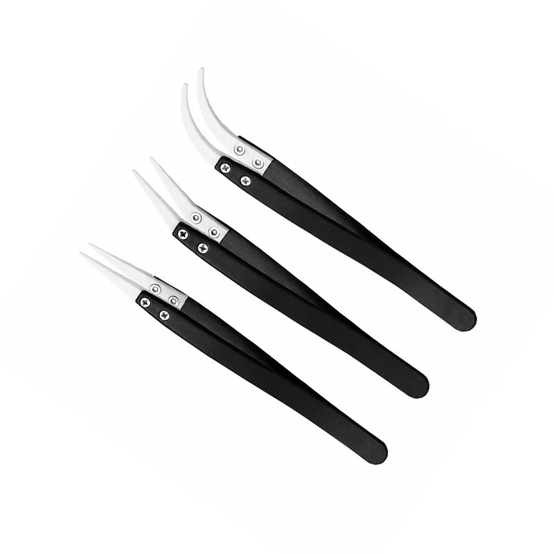 3-Piece Diamond Painting Precision Tweezers Set – Straight, Angled &amp; Curved Tips ✨