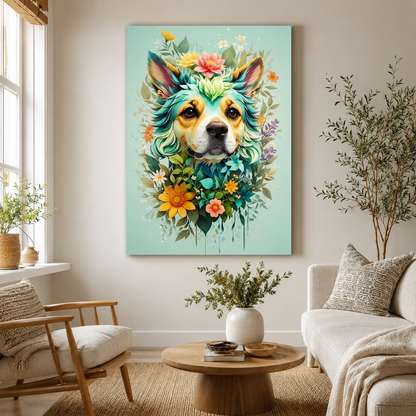 Floral Dog Portrait Wall Art DW36-11.8"x 15.7&