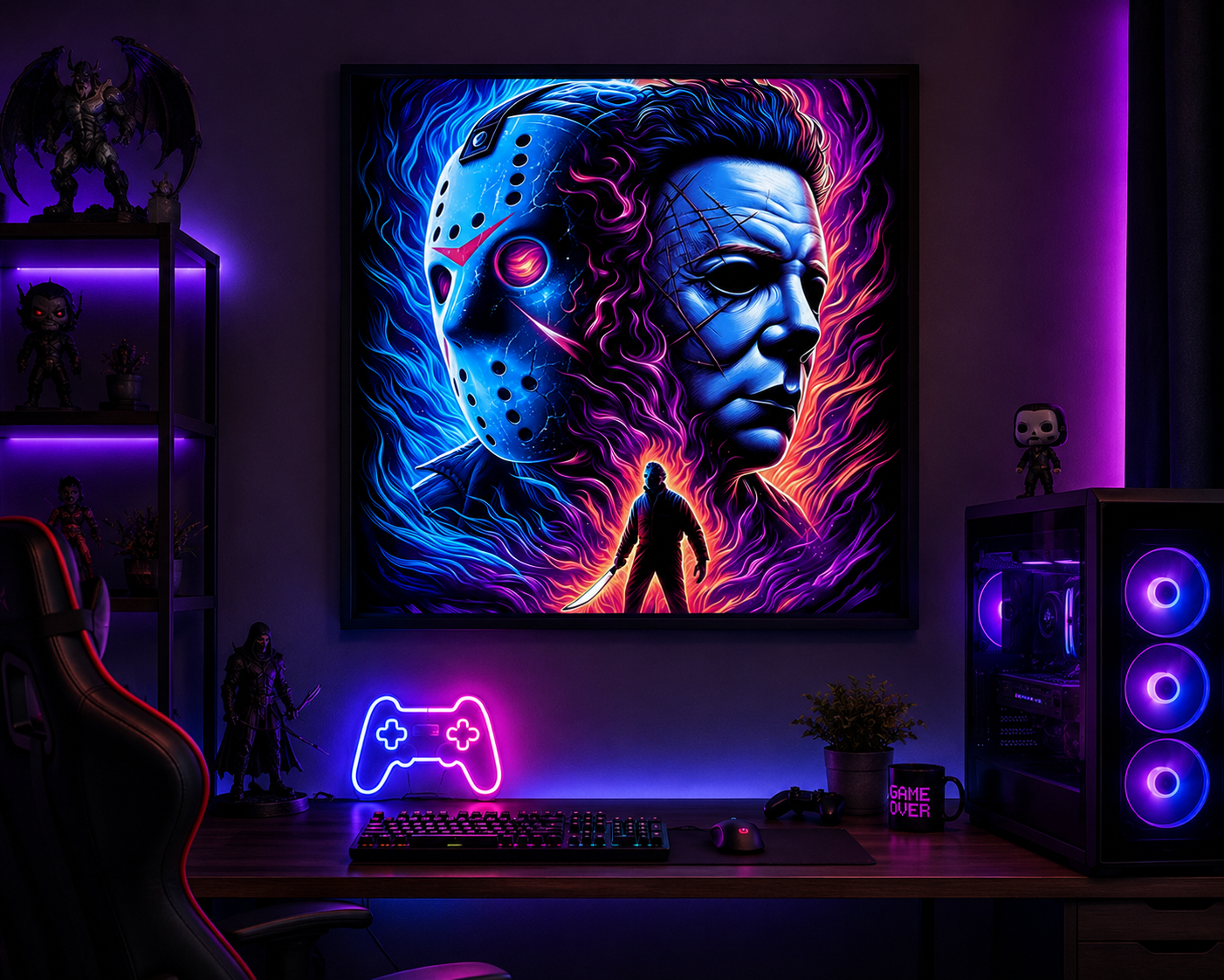 Neon Horror Mask Diamond Painting Kit