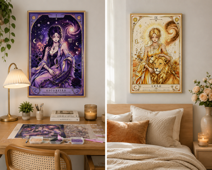 Mystic Zodiac Diamond Painting Collection – 12 Celestial Tarot DIY Art Kits