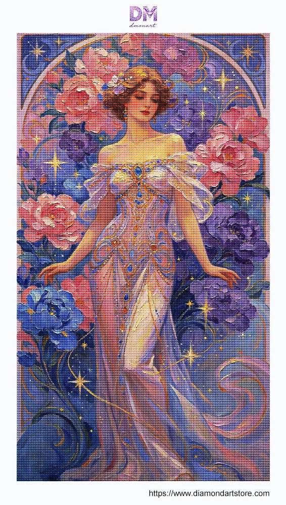 Celestial Peony Goddess Art Nouveau Wall Art 🌸