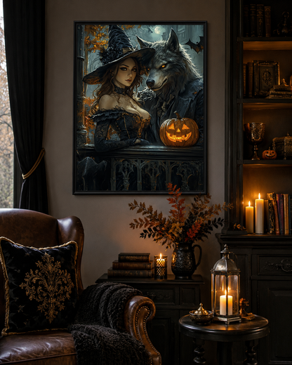 Gothic Witch &amp; Wolf Diamond Painting Kit-11.8" x 15.7"