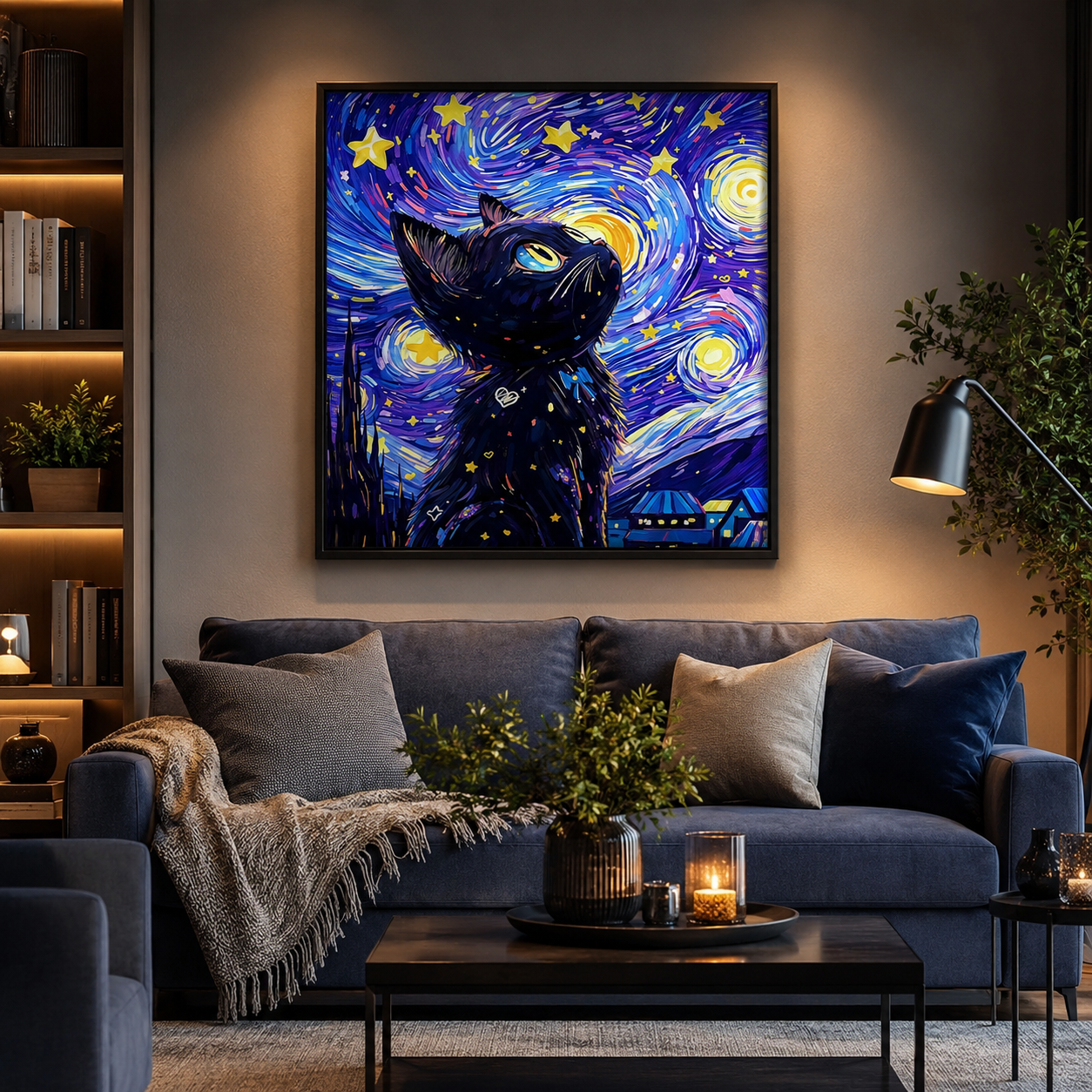 Starry Black Cat Wall Art DW7-11.8"x 15.7&