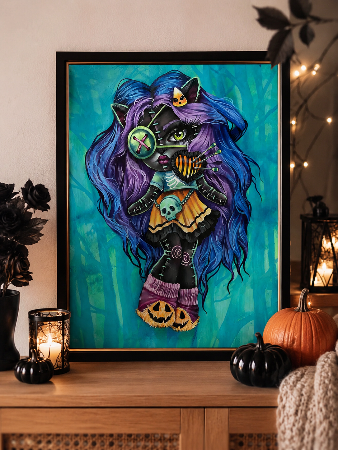 🎃 Gothic Cat Doll Diamond Painting-11.8" x 15.7"