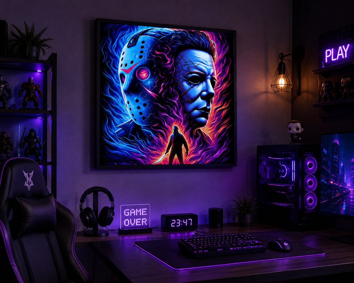 Neon Horror Mask Diamond Painting Kit