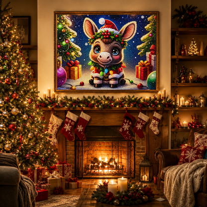Cute Christmas Donkey Diamond Painting Kit-11.8" x 15.7"