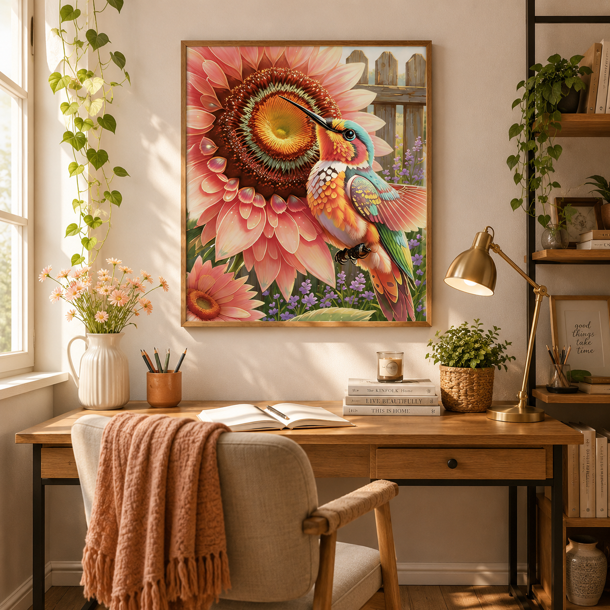 Hummingbird Sunflower Wall ArtDW6-11.8"x 15.7&
