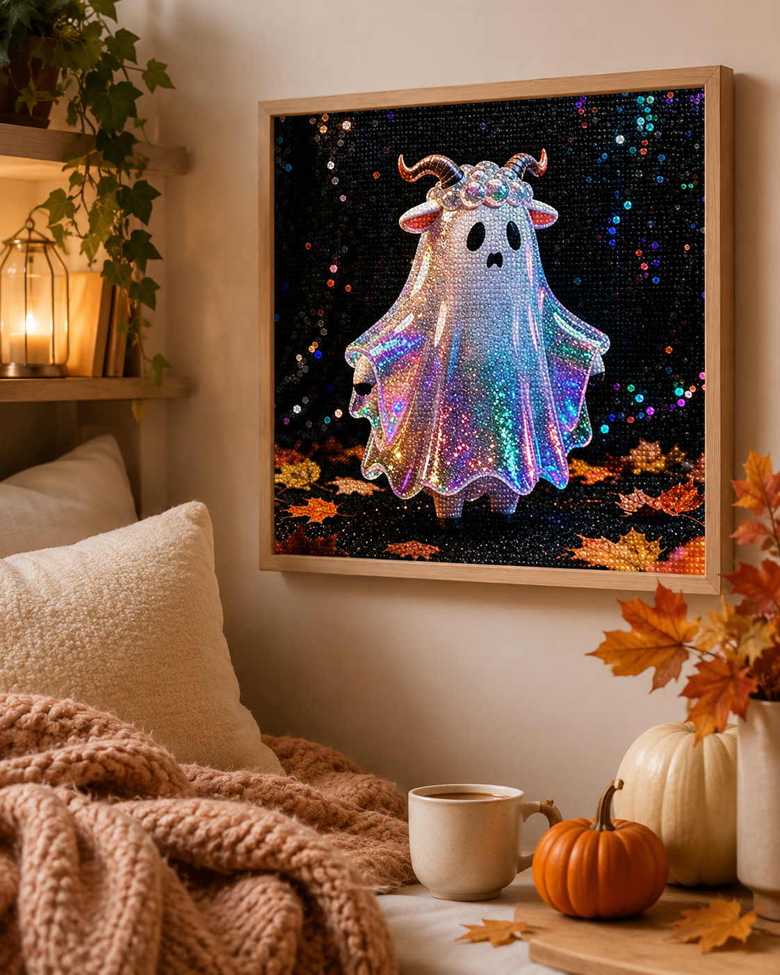 Cute Ghost Ram Halloween Diamond Painting Kit 👻-11.8" x 11.8"