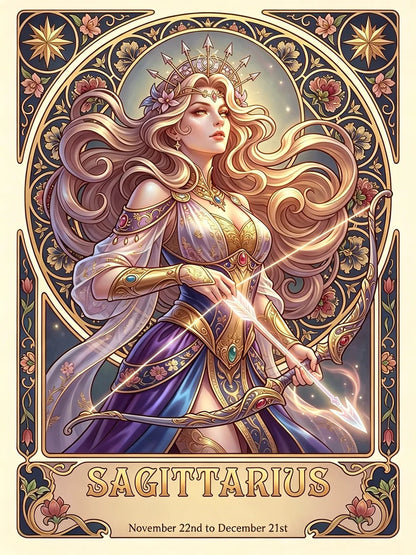 12 Zodiac Art Nouveau Diamond Painting Kits – Vintage Celestial Goddess DIY Wall Art