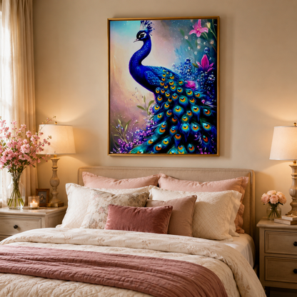 Blue Peacock Floral Wall Art DW37-11.8"x 15.7&