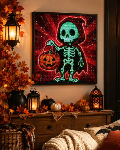 Cute Skeleton Pumpkin Halloween Diamond Painting Kit 💀-11.8" x 11.8"