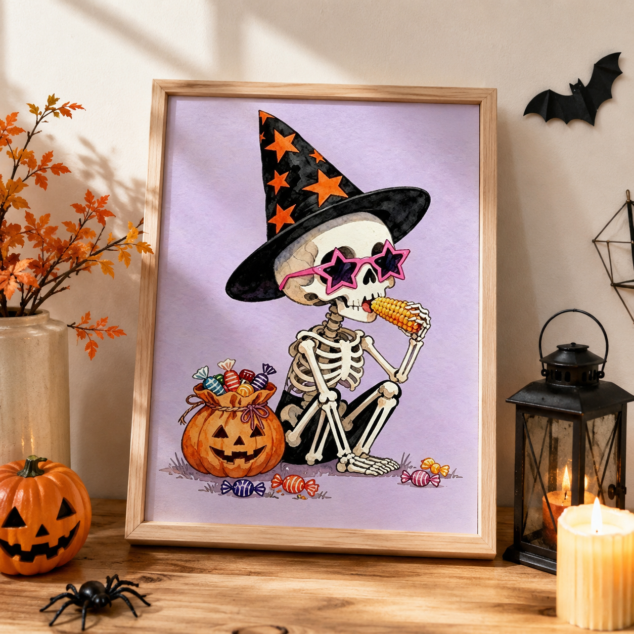 Funny Witch Skeleton Halloween Diamond Painting Kit 💀-11.8" x 11.8"