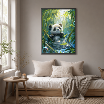 Cute Baby Panda in Bamboo Forest Diamond Painting Kit