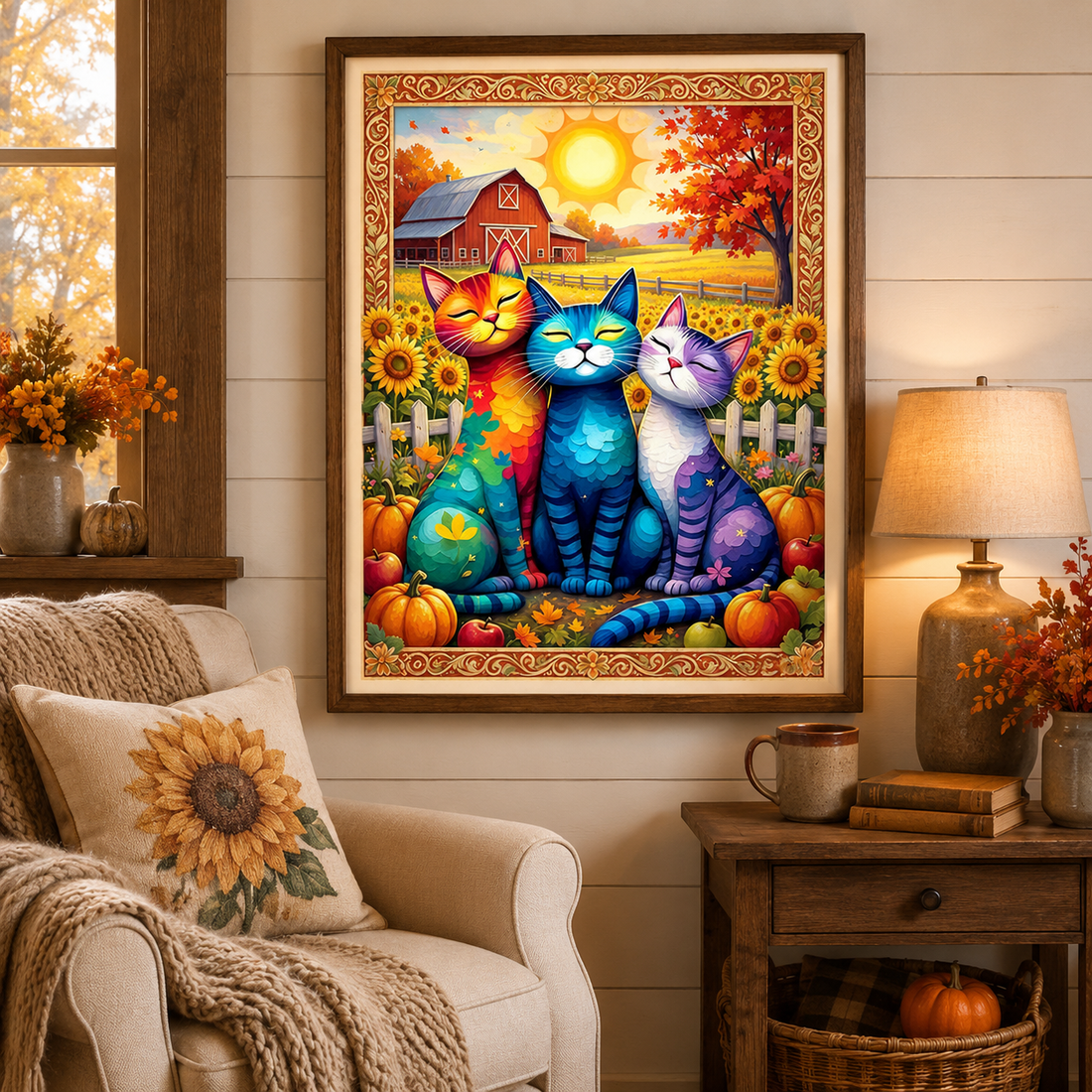 Autumn Cats Farmhouse Wall Art DW8-11.8"x 15.7&