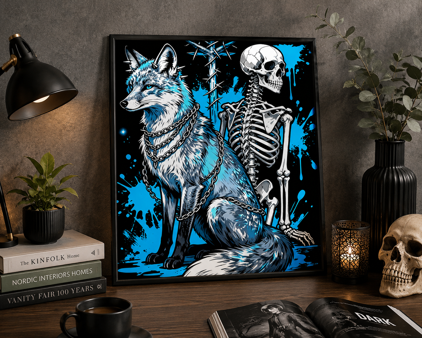 Wolf &amp; Skeleton Gothic Diamond Painting Kit 🐺-11.8" x 11.8"