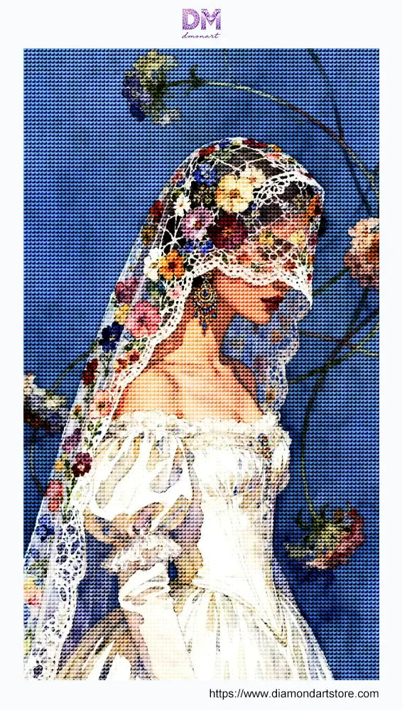 Floral Veil Bride Watercolor Wall Art RW15-11.8"x 15.7&
