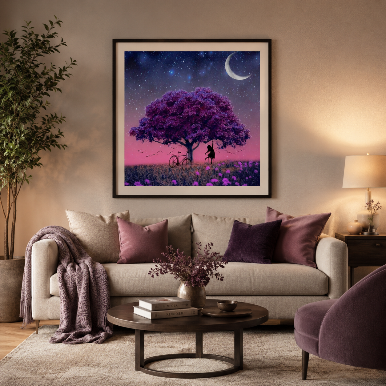Purple Moon Tree Wall Art FJ29-11.8&