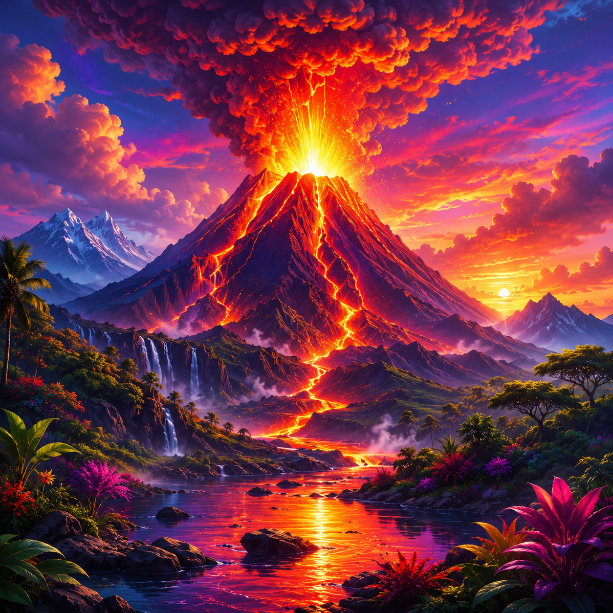Erupting Volcano Fantasy Diamond Painting Kit