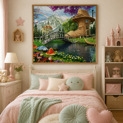 Whimsical Shoe House Fantasy Wall Art FJ16—11.8&