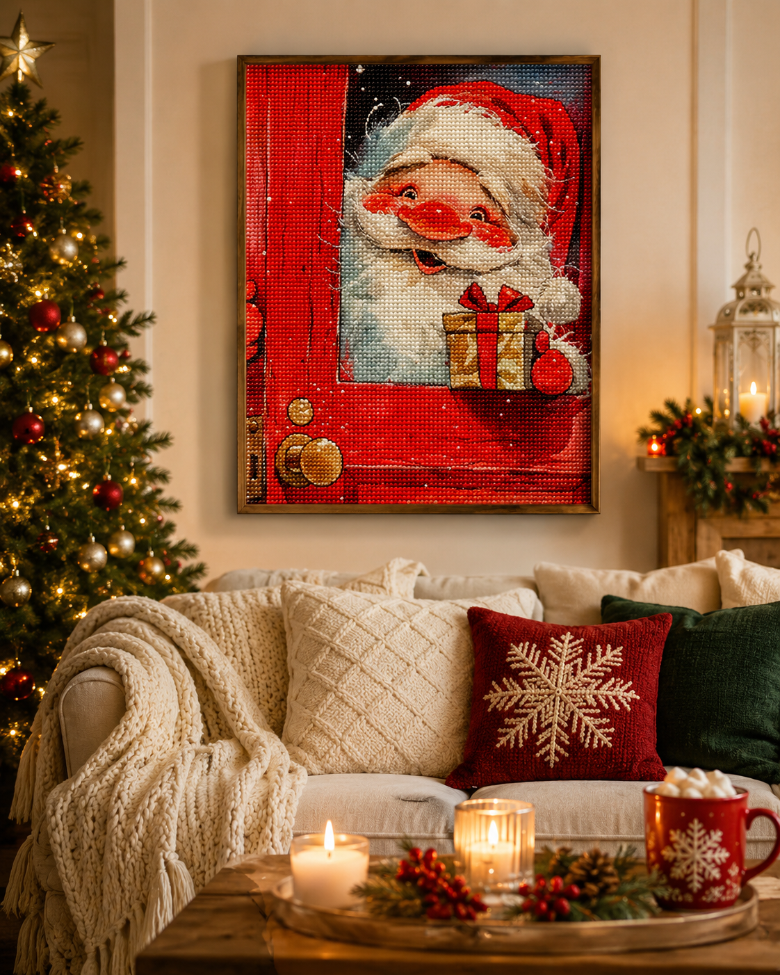 Cute Santa at the Door Diamond Painting Kit-11.8" x 11.8"