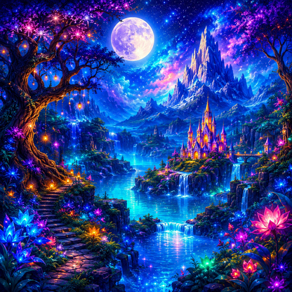 Moonlit Fantasy Castle Diamond Painting Kit