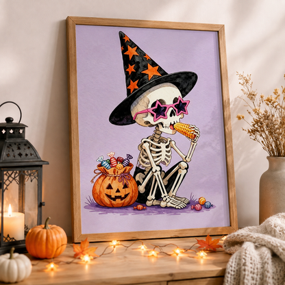 Funny Witch Skeleton Halloween Diamond Painting Kit 💀-11.8" x 11.8"